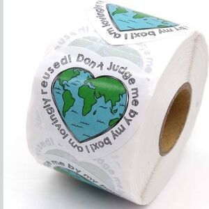 100 Don't Judge Me By My Box Recycle Sticker Love Shaped Earth